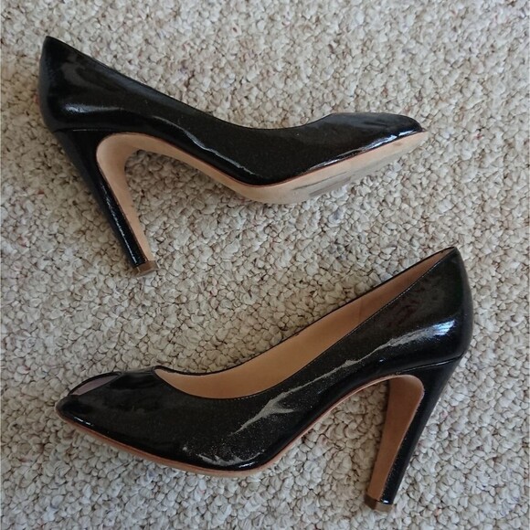 Marc by Marc Jacobs patent open toe pump metallic black Italy Size 36.5 - Picture 1 of 12